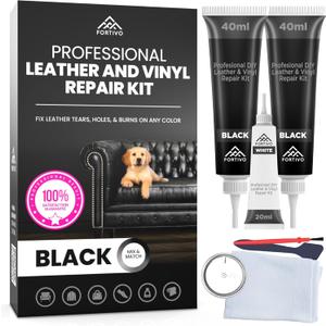 Professional Black Leather Repair Kit for Furniture, Couches, Boots, and Purses, Scratch Repair and Car Leather Restoration, All-Inclusive Vinyl Repair Kit, Quick and Easy to Use