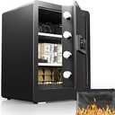 DAYI Safe Box, 2.0 Cubic Feet Home Safe with Fireproof Waterproof Bag, Security Safe Box for Money Cash Valuables, Digital Electronic Keypad, Dual Alarm System, Removable Shelf - D-45