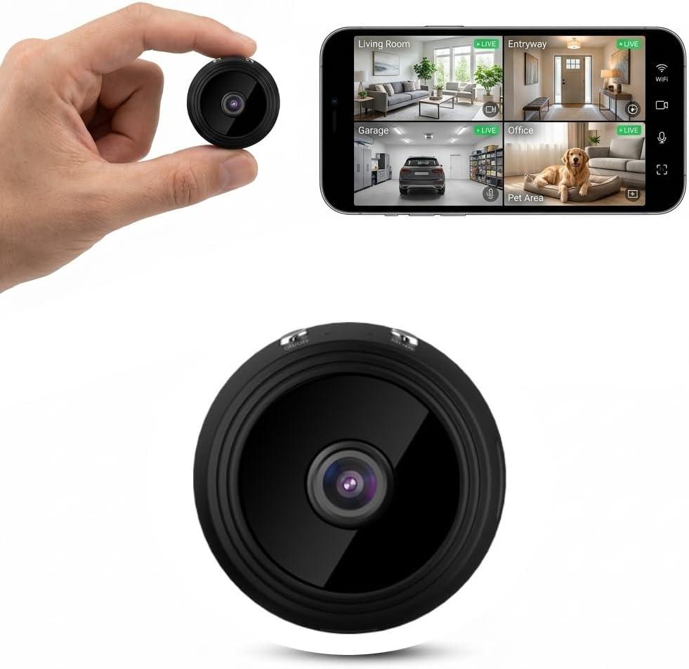 Mini Hidden Cameras,1080P HD WiFi Security Camera for Baby Pet Nanny Surveillance, Spy Cam for Home Indoor Outdoor Monitoring Remote Viewing with APP(Video Only) (1)