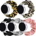 5 Packs 20mm Bands Scrunchie Band Compatible with Samsung Galaxy Watch 7 6 5 4 (40mm/44mm)/Galaxy Watch 3 (41mm)/Active/Active 2/Galaxy Watch 42mm for Women (Black/Pink/Leopard/Grey/Sunflower)