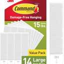 Command Large Picture Hanging Strips, White, Holds up to 16 lbs, 7-Pairs, Easy to Open Packaging
