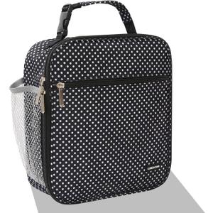 Lunch box Lunch bag for men women Insulated Lunchbox Lunch bags for Work Picnic Travel (Black Polka Dot)