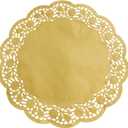 Phantomon 200 Pcs 14 Inch Gold Lace Paper Doilies Disposable Gold Foil Placemats for Cakes, Dessert Display, Dining Table, Weddings, Birthday Parties