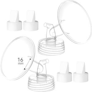 16mm Breast Pump Parts Replacement Kit Compatible with Spectra S1 S2, Flange & Duckbill Valve Set, BPA Free Accessories, 6 Pack