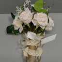 Wedding Bouquets Large for Bride Bridesmaid,White Champagne Artificial Roses Flowers for Wedding Church Decoration (9.5in)