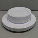FLOWERCAT 60PCS White Plastic Plates - Heavy Duty White Disposable Plates for Birthday Party/Wedding -serve for 30 guests Include 30PCS 10.25" Dinner Plates & 30PCS 7.5" Dessert Plates for Party