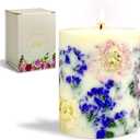 VIONAMI Botanical Scented Pillar Candle - Tropical Rare Flower Fragrance Candles Gifts for Women, Gift Ready - Decorative Natural Soy Scented Candles with Dried Flowers for Home (Forget Me)