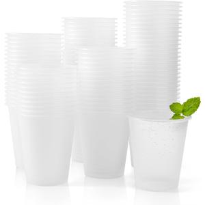 100 Pack Frosted Plastic Cups Clear Disposable Drinking Cups Bulk for Wedding Reception Stadium Birthday Party Supplies, 12 Oz