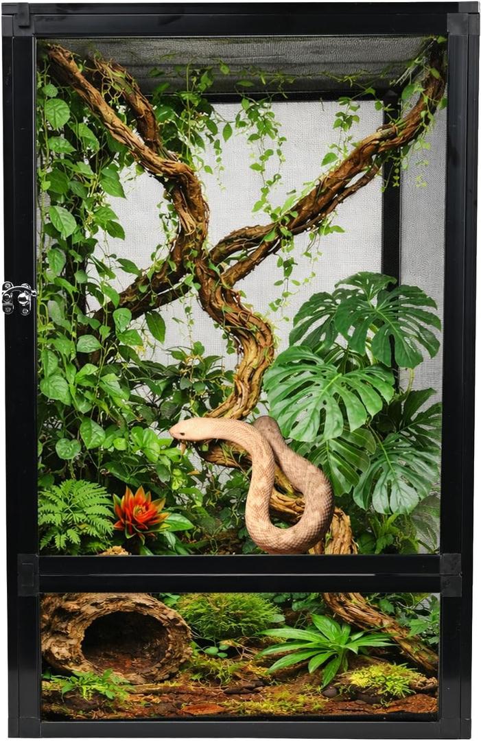 33 Gallon Reptile Enclosure 26"x17"x17" Mesh Chameleon Cage,Superior Ventilation Vertical Screen Tank for Chameleon,Crested Geckos,Leopard Geckos,Bearded Dragon,Lizards,Spider,Butterfly