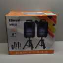 Portable PA System with Stands for Indoor and Outdoor, DJ Speaker with Dual 8", Wireless Party Speaker with Microphone TWS/AUX/USB