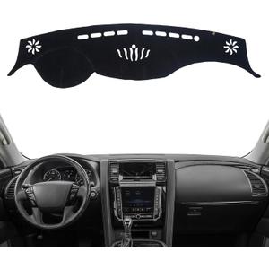 Dashboard Cover Dash Mat Fit for 2020-2017 Ni-ssan Armada /2013-2011 in-finiti QX56,2021-2014 QX80 (W/o HUD),Car Dash Board Mat Anti-Glare Carpet,Non-Slip Pad (Black)