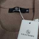 LILLUSORY Women 2 Piece Outfits Sweatsuit Oversized Knit Pullover Sweater Tops Wide Leg Pants Lounge Set (Medium, Nutmeg)