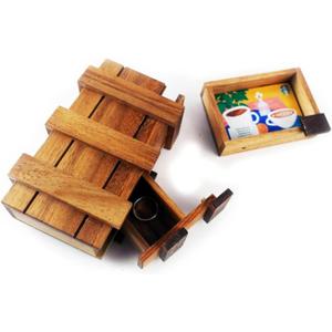 3D Wooden Box Puzzle Secret Unwrap a Hidden Gift Box with a stash or compartments for a Treasure Hunt Puzzle Lover (2 Compartments)