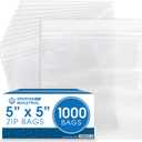 Spartan Industrial - 5 X 5 (1000 Count) 2 Mil Clear Reclosable Zip Plastic Poly Bags with Resealable Lock Seal Zipper