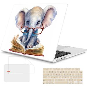 Mektron Case for 2026 MacBook Air 15 INCH M5 A3448 Compatible with M4 A3241 /M3 A3114 /M2 A2941 Printed Plastic Hard Shell Cover with 15.3" Liquid Retina Display Touch ID- Cute Elephant C341