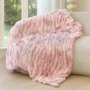 Faux Fur Blanket, Throw Blanket for Couch, Fluffy Blanket with Stretch Ruched Design, Ultra Soft Giftable Home Decor, 50x60 inches, Tie-Dyed in Pink