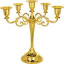 Metal Candelabra 5-Candle 10.1 Inch Tall Candle Holder Stick for Home Wedding Event and Party Festival,Gold (Gold-regular Style)