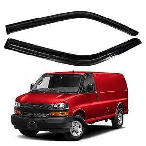 Canvcle Express Van Rain Guards - Window Visors for Chevrolet/Chevy Express Van/GMC Savana 1996-2025 2026, Outside-Mount Side Window Wind Deflectors for Savana Accessories, Vent Visors Rainproof