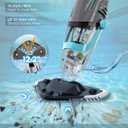 Cordless Handheld Pool Vacuum, Pool Vacuum for Above Ground Pool with Telescopic Pole and Leaf-Scooping Net, Rechargeable Pool Cleaner 18.5 Gal/Min Suction, 80 Min Runtime, Dual-Filter Cleaning System