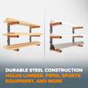 BORA 3-Level Wood Storage Rack, Wall-Mounted Hanging Shelf for Lumber, Garage Wall Storage, Space Saver for Workshop, Heavy Duty 300 lb Capacity, Metal Wood Rack System - PBR-0310, Orange/Black