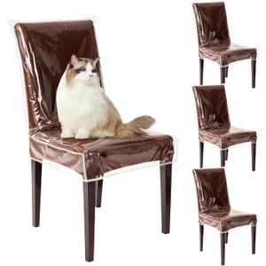 6 Pcs Plastic Chair Covers, Clear Thick Waterproof Dining Room Seat Protectors Anti-Scratches Seat Covers No Dust, Dirt, Spill, Pet Hair and Claws, Fit W/21 x D/18 Inch