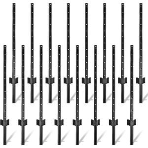 Fence Posts 4 Feet - 16 Pack, Heavy Duty Metal Fence Post, No Dig U Post for Farm, Garden, Orchard and Outdoor Wire Fencing (Black) (4 Feet, Black 16 Pack)