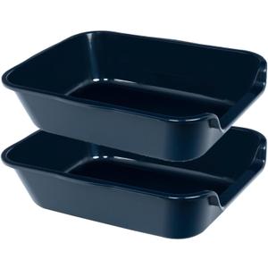 2 Pack Extra Large Dog Litter Box Pan Tray (ABS Material), Low Entry Jumbo Senior Litter Boxes for Multiple Kitten Big Cats, Pet Safe Indoor Dog Potty (Dark Blue, 20" L x 15" W)
