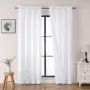 OWENIE Heidi White Curtains 84 Inch Long 2 Panels Set for Living Room Bedroom, Light Filtering Solid Fabric Window Curtains Drapes, Elegant Rod Pocket Curtains, 2 Pcs Each 40" W 84" L