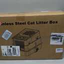 XXL Stainless Steel Litter Box with Lid, Enclosed Metal Cat Litter Box, High Sides Anti‑Splash Cat Toilet, Easy Clean Rustproof Stainless Steel Litter Pan for Large Cats Multiple Cats