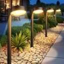 8 Pack Solar Pathway Lights Outdoor, 12 Brighter LED Solar Lights Outdoor Waterproof, Up to 12 Hrs Modern Path Light for Yard Garden Walkway Driveway Lawn (8 Pack) (Warm White)
