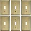 6-Pack Single Toggle Light Switch Cover Plate, Durable Solid Zinc Alloy Decorative Switch Plate Covers, Antique Brass 1 Gang Wall Plate, Corrosion Resistant