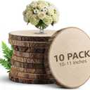 KARAVELLA Large Wood Slices for Centerpieces Wood Centerpieces for Tables, Rustic Wedding Centerpiece, Natural Wood Slabs, Thin Slices 10-11 inches (10 Pack)