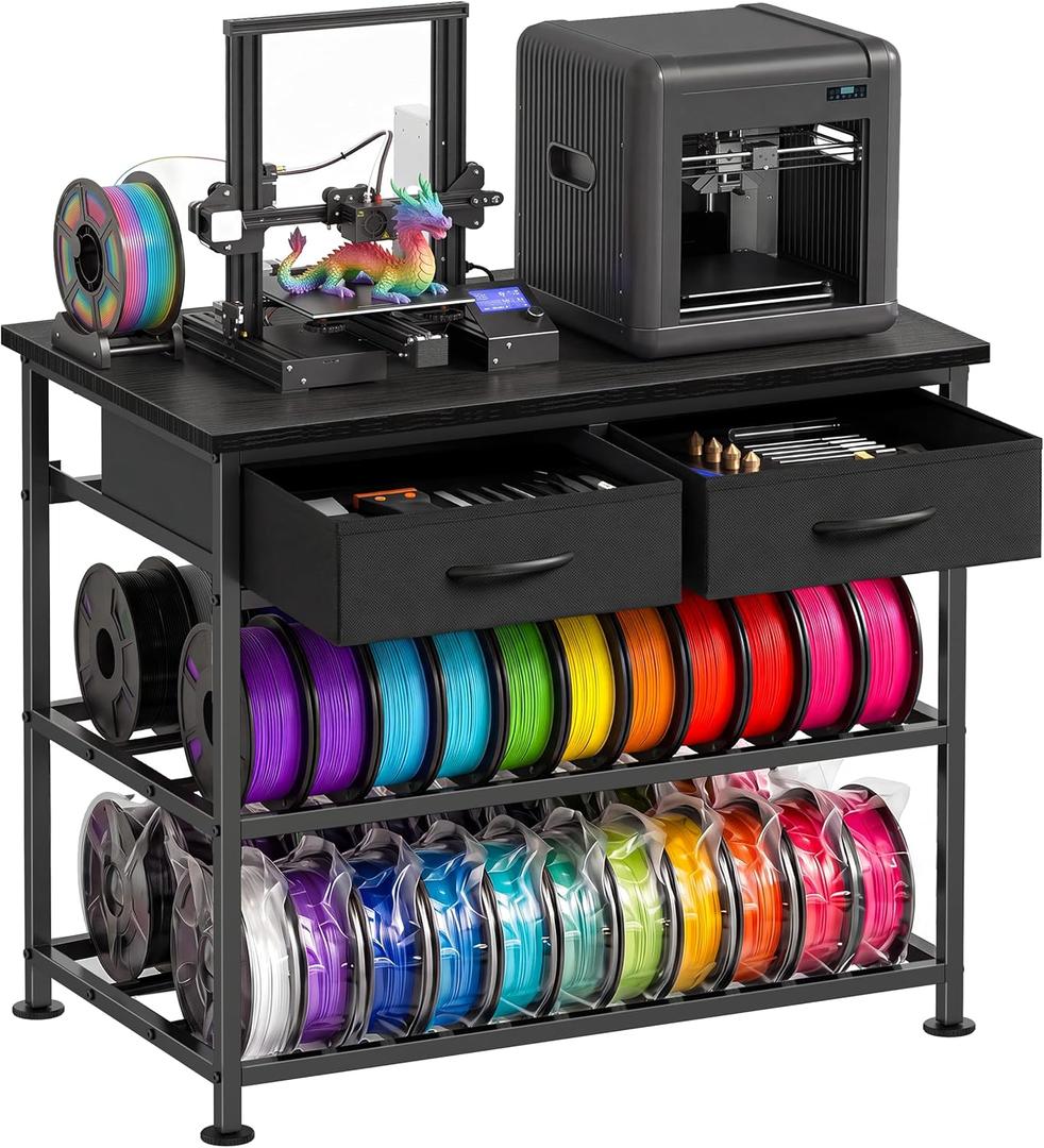 3D Printer Stand with Drawers 31.5x19.7 Printer Table with Filament Storage