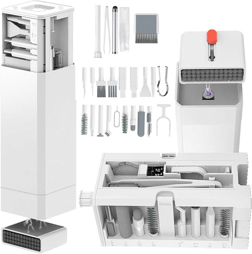 Cell Phone Cleaning Kit with Charging Port Cleaner, Stylus Pen, SIM Tool, Speaker Brush | Multi-Device Cleaner for iPhone, Samsung, AirPods, MacBook, Laptop, iPad, Keyboard, Camera Lens (White)