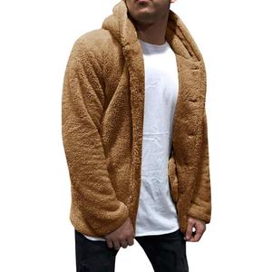 PASLTER Mens Fuzzy Sherpa Jacket Fluffy Fleece Open Front Cardigan Button Down Coat Winter Warm Thicken Lined Outwear (X-Large, Brown)