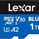 Lexar 1TB Blue Micro SD Card Up to 160MB/s, microSDXC UHS-I Memory Card with SD Adapter, C10, U3, A2, V30, Full HD, 4K UHD, High Speed TF Card
