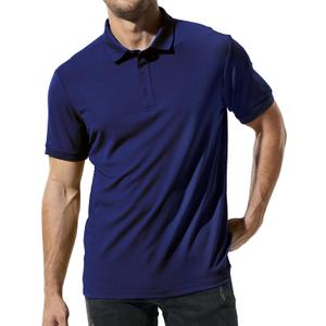 MIER Polo Shirts for Men Short Sleeve Quick Dry Polyester Collared Shirts Casual Golf Shirts, Moisture-Wicking (Blue, XL)