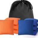 Cornhole Bags Set of 8, Bean Bags for Cornhole Game, Weather Resistant Corn Hole Bags, Waterproof Outdoor Backyard Tailgate Party Games, Includes Durable Carry Case (Blue/Orange)