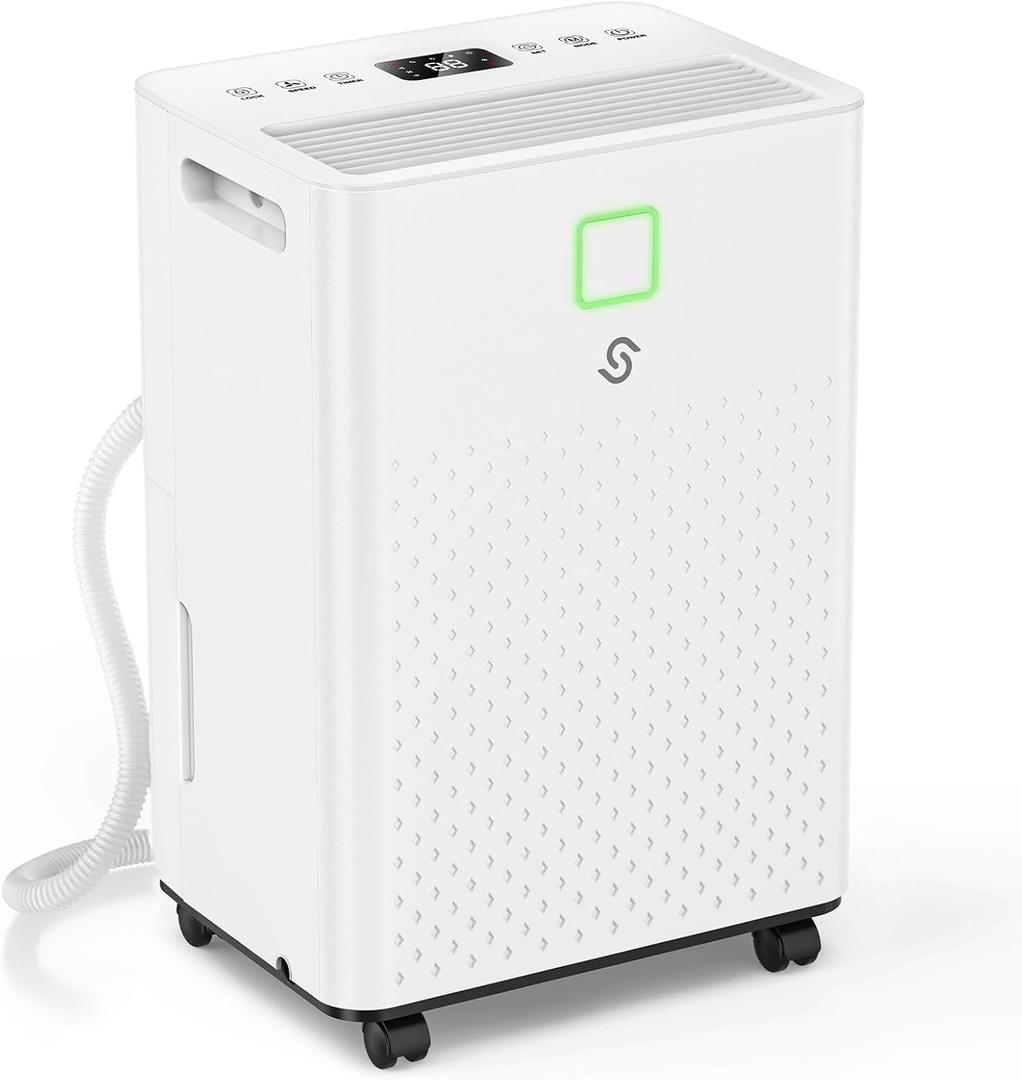 HUMILABS 1600 sq. ft. Dehumidifier for Basement, 21 Pint Dehumidifier for Home with Drain Hose, Auto Modes, 24H Timer, Child Lock, 37dB. Ideal for Bathrooms, Basements, and Large Rooms.