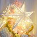 Paper Star Lantern 3PCS Paper Stars Lampshade 17.7 inch 7 Points Christmas Star Lantern Hanging 3D Christmas Pentagram Foldable for Xmas Wedding decoracin navidea