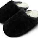 WOJWSKI Men's and Women's Slippers Memory Foam Winter House Slippers Bedroom Shoes Scuff Indoor Warm Slip On (L)