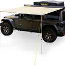 SAMOUT Vehicle Awning, 8.2ft x 8.2ft, Rooftop Pullout Ripstop UPF50+ Side Awning, Reinforced Hinges & Poles for Jeep/SUV/Truck/Van
