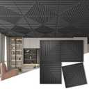 Art3d 12-Pack Drop Ceiling Tiles 2x2 FT, PVC 3D Textured Panels for Interior Wall Decor Living Room Bedroom Office, 24x24 Inch, Black