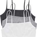 Hanes Women's Cotton String Bralette (3 Pack) (Large, Sky Grey Heather/Concrete Heather/White)