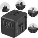 2 x Universal Travel Adapter, 6-Port 6.0A 30W International Power Adapter with 4 USB-A, 2 USB-C Ports & 1 AC Outlet, European Travel Plug Adapter Travel Essentials(Type C/G/A/I)