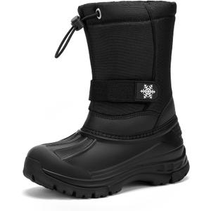 koppu Boys Girls Snow Boots Kids' Waterproof Snow Boots for Winter Slip Resistant Cold Weather Shoes (8 Toddler, Black)