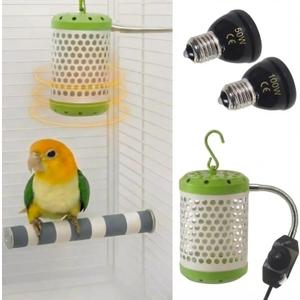 MANON ROSA Bird Cage Heater for Parakeets Chickens Parrots - Thermostatic Socket, Non-Light Emitting Lamp with 2 Ceramic Bulbs (E27 110V) - Small Pet Winter Warming Equipment(50W&100W)