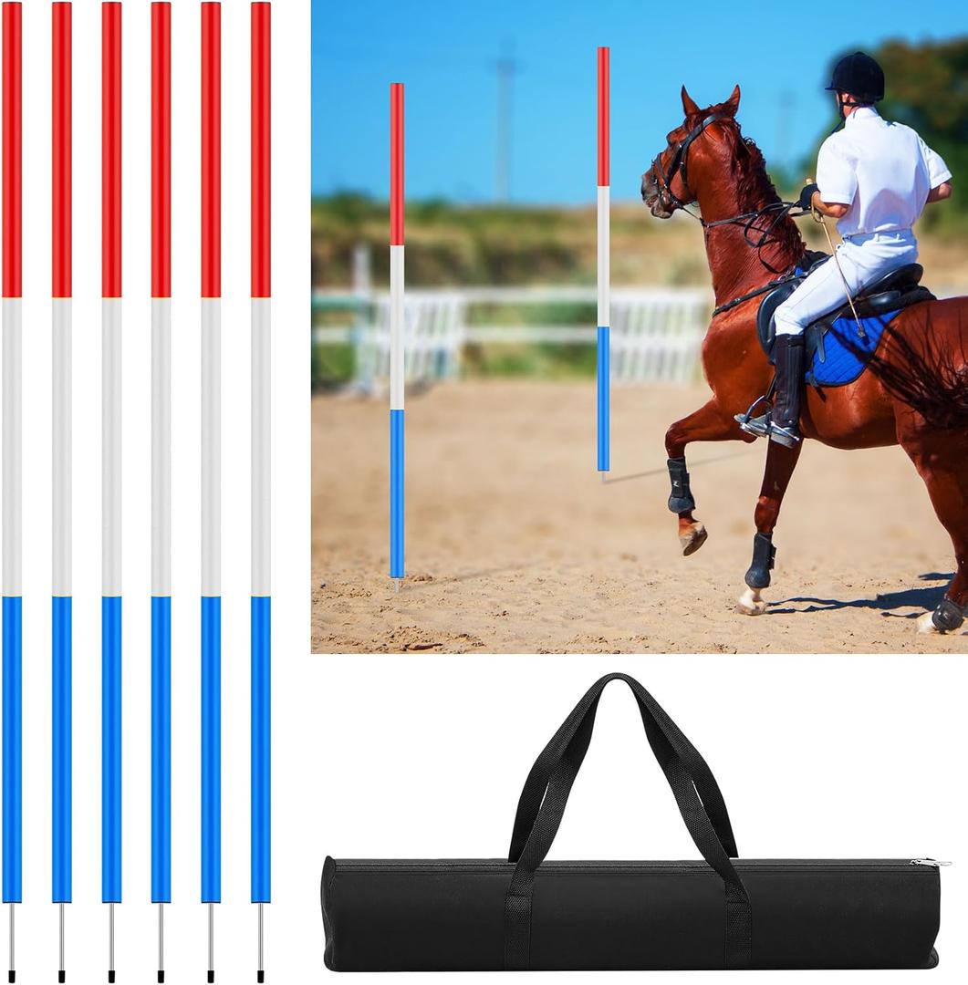 6 Pcs Pole Bending Poles for Horses, Training Equipment for Horses Football, Red, White, Blue