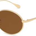 VANLINKER Retro Oval Polarized Sunglasses for Women Men Vintage 90s Metal Gold Frame Shades VL9872