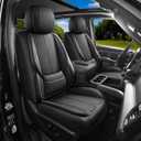 AOOG Seat Covers Custom Fit for Chevy Silverado GMC Sierra 2007-2026 1500/2500/3500 HD Crew Cab Pickup Truck Seat Cover Protector Cushion with Faux Leather Waterproof (Front Seat-Black)